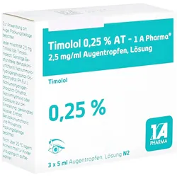 Timolol 0,25% At-1a Pharma Augentropfen 3X5 ml