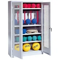 C+P Sportgeräteschrank mit Lochblech-Flügeltüren (Typ 2). HxBxT 195x120x50 cm
