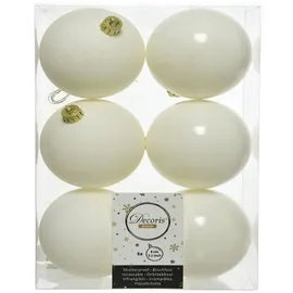 Christmas Decoration Kaemingk Weihnachtsbaumkugeln Bruchfest 8 cm 6 Stueck Weiss Glanz Matt