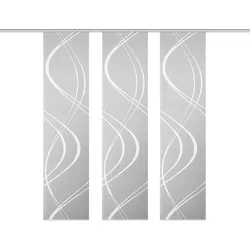 Schiebegardine HOME WOHNIDEEN "TIBERIO 3er SET" Gr. 1, grau, B:60cm H:245cm, Polyester, Gardinen, Schiebegardine 3er SET TIBERIO
