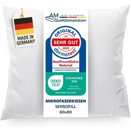 AM Qualitätsmatratzen DormiGood Premium Mikrofaser Kissen 80 x 80 cm Weiß