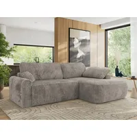 MKS MEBLE Ecksofa CUBO L-form, lose Kissen, Ecksofa 273x187x100 cm mit Schlaffunktion, Bettkasten - Grau Cord - Rechts Seite - Grau
