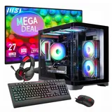 GAMEMAX Gaming-PC MegaDeal HYPE-M BK Komplett-SET AMD Ryzen 7 5700X 16GB RAM 480GB SSD RTX 5060 WIN11 + MSI PRO MP272L LCD-Monitor, 68,6cm (27")+Zub. - Schwarz