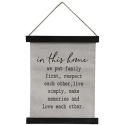 Chic Antique Kleine Leinwand mit Text zum Aufhängen, H30/L22 cm, natur