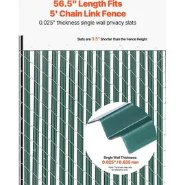 Vevor Sichtschutzlamellen 1435 mm, einwandige vertikale Lamellen mit Bodenverriegelung für Maschendrahtzäune, hochdichte HDPE-Maschendrahtlamellen, ideal für Garten, Bauernhof, Sportplatz (grün)