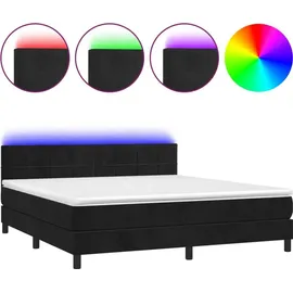 vidaXL Boxspringbett mit Matratze & LED Schwarz 180x200 cm Samt
