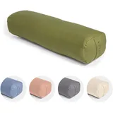 Vedara® Yoga Bolster AKAMA – Yogakissen mit Kapokfüllung für Yin Yoga – Rechteckig – Waschbarer Bezug aus 100% robuster Baumwolle – Großes Yogakissen für Restorative Yoga (Waldgrün, Klein)