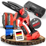 Mini Akku-Kettensäge [elektrisch] – 6-Zoll-Schiene, 2 Ketten, 2x2.0 Ah Akkus, Schnellladegerät | Baumsäge, Handkettensäge, Holzsäge, Elektro-Säge | Auch als Heckenschere, Gartenschere | Söko