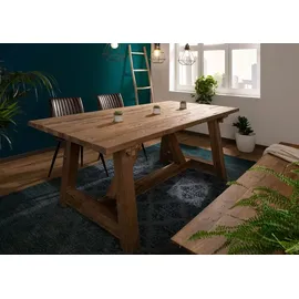 MASSIVMOEBEL24.DE Esstisch Teak 200x100x78 natur unbehandelt BASSANO #149 - Braun