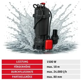 WALTER WERKZEUGE Schmutzwasserpumpe WWS-TP1500-B01 (Set, 5-tlg., inkl. Schlauch)