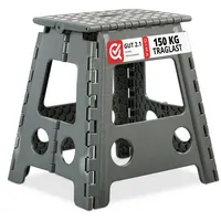 Relaxdays Klapphocker faltbar XL hellgrau 4er Set Weiß,Grau