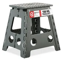 Relaxdays Klapphocker faltbar XL hellgrau 4er Set Weiß,Grau