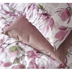 Wendebettwäsche APELT "Dorothy", weiß, B/L: 155cm x 220cm, , Satin (Bio-Baumwolle), B/L: 80cm x 80cm, Satin (Bio-Baumwolle), Obermaterial: 100% Baumwolle, Bettwäsche, exklusive Design Bettwäsche mit großblütigen Magnolienzweige