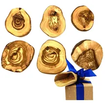 Olivenholz-erleben Getränkeuntersetzer OLIVENHOLZ-ERLEBEN "Untersetzer, rustikal, rund, aus Olivenholz", braun, B:10cm H:1cm T:12cm, Massivholz, Untersetzer, Tischschoner, kratzfest, antibakteriell, langlebig, lebensmittelecht