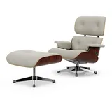 Vitra - Lounge Chair & Ottoman, poliert, Santos Palisander, Leder Premium F, snow (neue Maße)