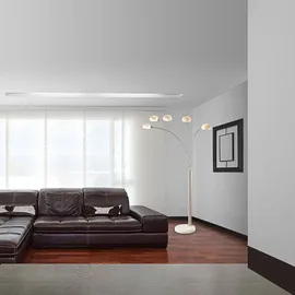 GLOBO Standlampe Stehleuchte dimmbar Glas Strahler Dimmer Stehlampe Wohnzimmer Modern, Marmorsockel, 5x E14, LxBxH 110 x 140 x 210 cm