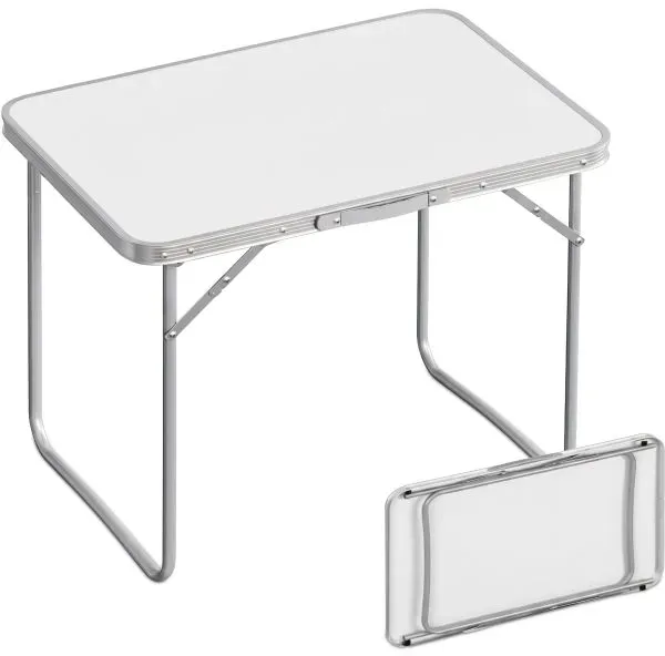 Relaxdays Klappbarer Campingtisch Weiß,Silber