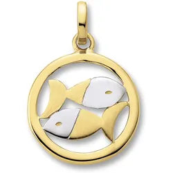 Sternzeichen-Anhänger ONE ELEMENT "Fische Sternzeichen Anhänger aus 333 Gelbgold", gold, Schmuckanhänger, Damen, Fische, Gelbgold 333, Damen Gold Schmuck Fische