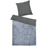 Tom Tailor HOME "Lennart in Gr. 135x200, 155x220 oder 200x200 cm, ideal für Weihnachten", blau (jeansblau), B/L: 155cm x 220cm, 1 Stk., 1 Stk., Flanell, B/L: 80cm x 80cm, 2 Stk.