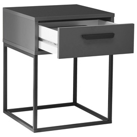 Stella Trading Livetastic Nachtschrank mit Schublade und schwarzem Metallgestell - 40 x 52 x 38,5 cm (B/H/T)