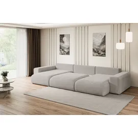 altdecor Eckcouch Samt U-Form 3-Sitzer Braun/Grau