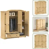 The Living Store Kleiderschrank Corona 151,5x52x170 Cm Massivholz Kiefer - Kiefer Holz