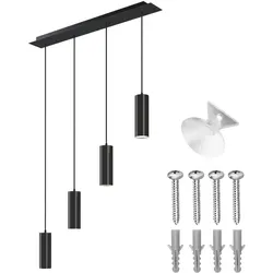 TECTAKE Pendelleuchte Lumea, 4-flammig, längenverstellbare Kabel - schwarz