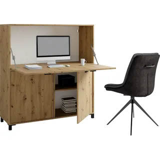 byLIVING Sekretär MONTANA Eiche schwarz B/H/T: ca. 120x127x40 cm B: 120 H: 127,