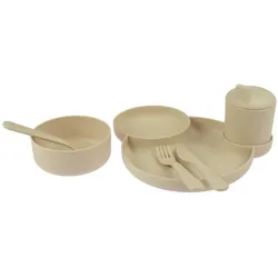 dantoy tiny BIOplastic Essgeschirr, sandfarben, 7-tlg. Geschenk-Set