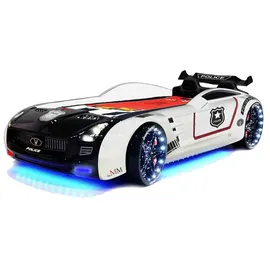 Aileenstore Kinderbett Roadster Police 90 x 190 cm Holz schwarz