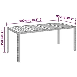 vidaXL Gartentisch mit Holzplatte 190 x 90 x 75 cm Schwarz