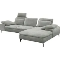 Ecksofa W.SCHILLIG "valentinoo, Designsofa, bequem, elegant und zeitlos, L-Form", grau (grau z73), B:299cm H:83cm T:178cm, Longlife Xtra-Leder Z73: Naturwalkleder der Luxusklasse aus den erlesensten Rohhäuten. Hautstärke 1, 1 u2013 1, 3 mm, Sofas, inklusive Hocker, mit Sitztiefenverstellung, Breite 299 cm