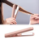 Mini-Lockenstab mit doppeltem Verwendungszweck, 2-in-1-Haarglätter und Lockenstab, Mini-Lockenstab für kurzes und langes Haar, tragbarer Mini-Lockenstab, für zu Hause und unterwegs (Rosa)