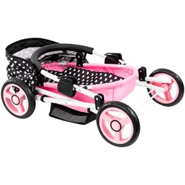 Bayer Puppenwagen "Cosy", herzchen schwarz, Puppenwagen, KinderB:34cm H:58cm T:63cm, Kunststoff, Metall, Stoff, mit Wickeltasche, B:34cm H:58cm T:63cm