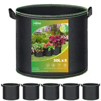 Iophi 5X Pflanzsack Pflanzentasche 30 Liter aus Vliesstoff, Pflanzsäcke