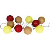 levandeo 10er Lichterkette LED Ø6cm Kugeln Girlande Lampions Baumwolle Rot Gelb Deko