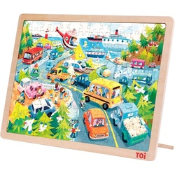 Toi World Large Wooden Puzzle 154 pcs. with frame 4+ City Vehicles TYPT020