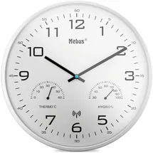 MEBUS Funk-Wanduhr 30 cm 52841 Weiß