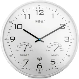 MEBUS Funk-Wanduhr 30 cm 52841 Weiß