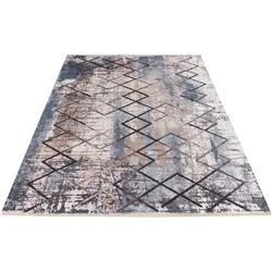 Teppich OBSESSION "My Valencia 360", bunt (mehrfarbig), B:200cm H:6mm L:290cm, Polyester, Teppiche, Fransenteppich, recycelte Materialien, modernes Design, mit Fransen, waschbar