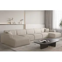 Wohnlandschaft Sofa U-Form CELES PREMIUM XL in Stoff Scala Hellbeige