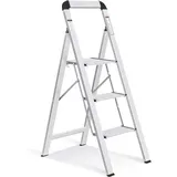 Trittleiter Aluminium 3 Stufen Handlauf Klappsicherung Silber 3 Stufen