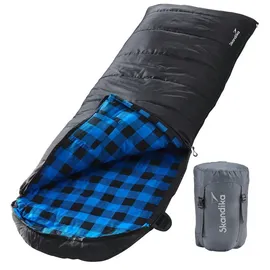 Skandika Deckenschlafsack Dundee | 3 Jahreszeiten, bis -20°C, | 220x80 cm/ - RV rechts schwarz|blau No Size