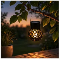 MARELIDA LED Solar Hängeleuchte Kugelleuchte Kunststoff H: 9cm 1 Stück schwarz