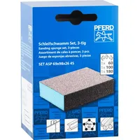 Pferd tools Wasserfester Schleifschwamm Set 69x98x26 mm A60,A100,A180 für