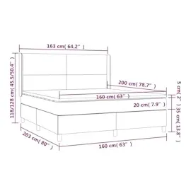 vidaXL Boxspringbett mit Matratze & LED Taupe 160x200 cm Stoff