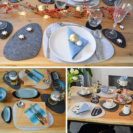 Dune Design DuneDesign Tischset Filz Platzset Untersetzer für 4 Abwaschbar Hitzefest