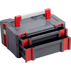 Connex Stapelbox Kunststoff 13,5 Liter grau mit zwei Schubladen