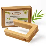 ECENCE Toilettenpapierhalter Holz selbstklebend ohne Bohren, Klopapierhalter Bambus