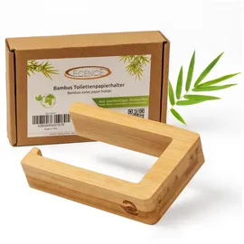 ECENCE Toilettenpapierhalter Holz selbstklebend ohne Bohren, Klopapierhalter Bambus